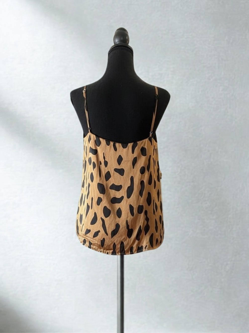 L’Agence Women’s Leopard Print Silk Cami Tank Top - Tan/Black - Picture 4 of 4